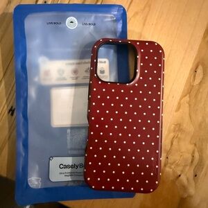 Casely IPhone 16 Pro On The Dot Maroon Polka Dot Case